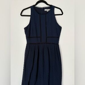 LOFT Midnight Blue Textured Midi Dress